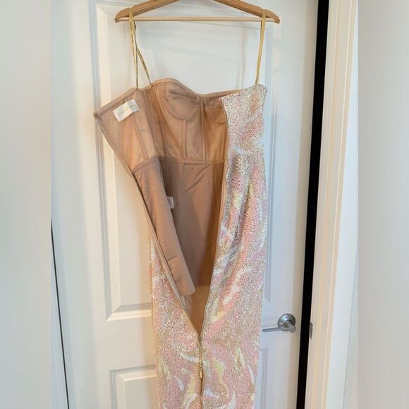 New Bronx and Banco Dahlia Strapless Maxi Dress in Blush Multi Pink - Picture 12 of 15